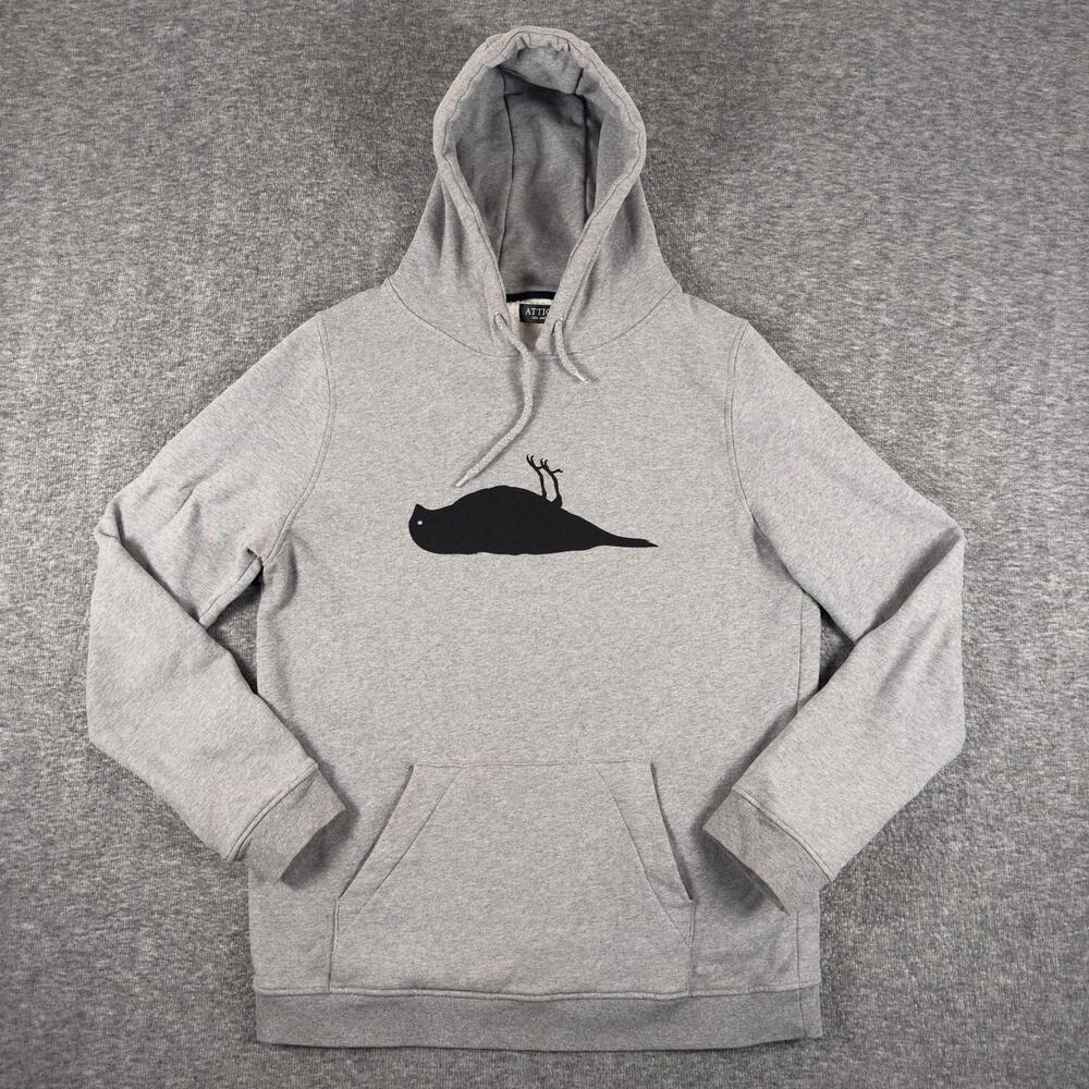 Vintage Atticus Hoodie Sweatshirt Mens Large Gray Fleece Lined Dead Bird Y2K